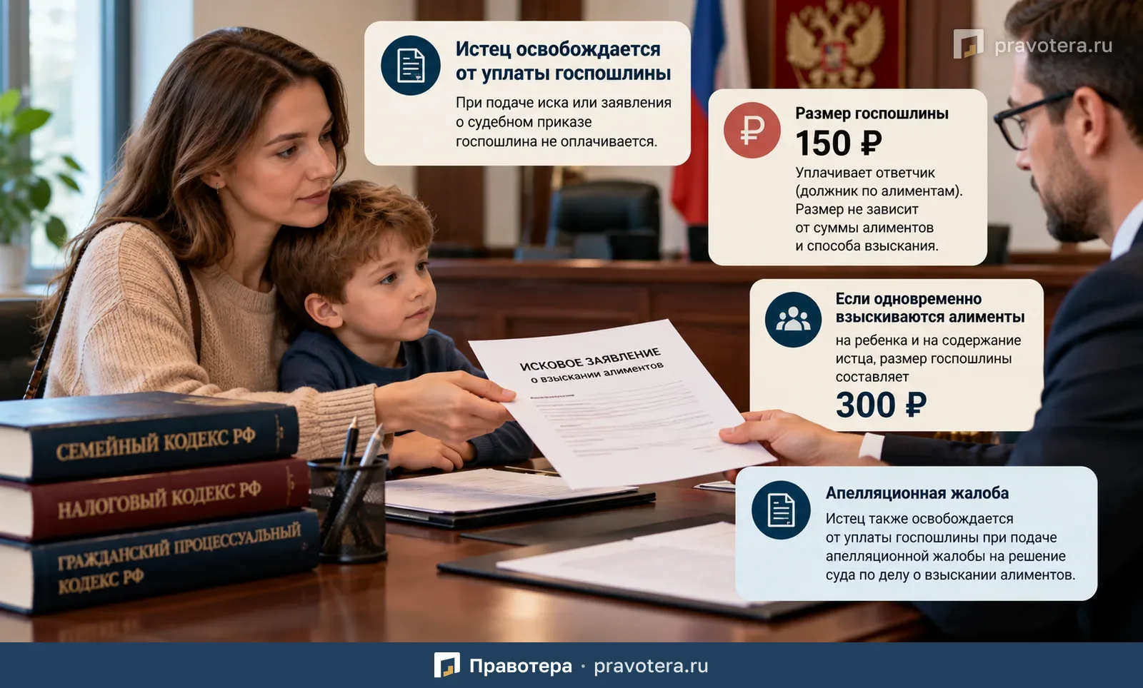 Госпошлина при взыскании алиментов: кто платит и в каком размере