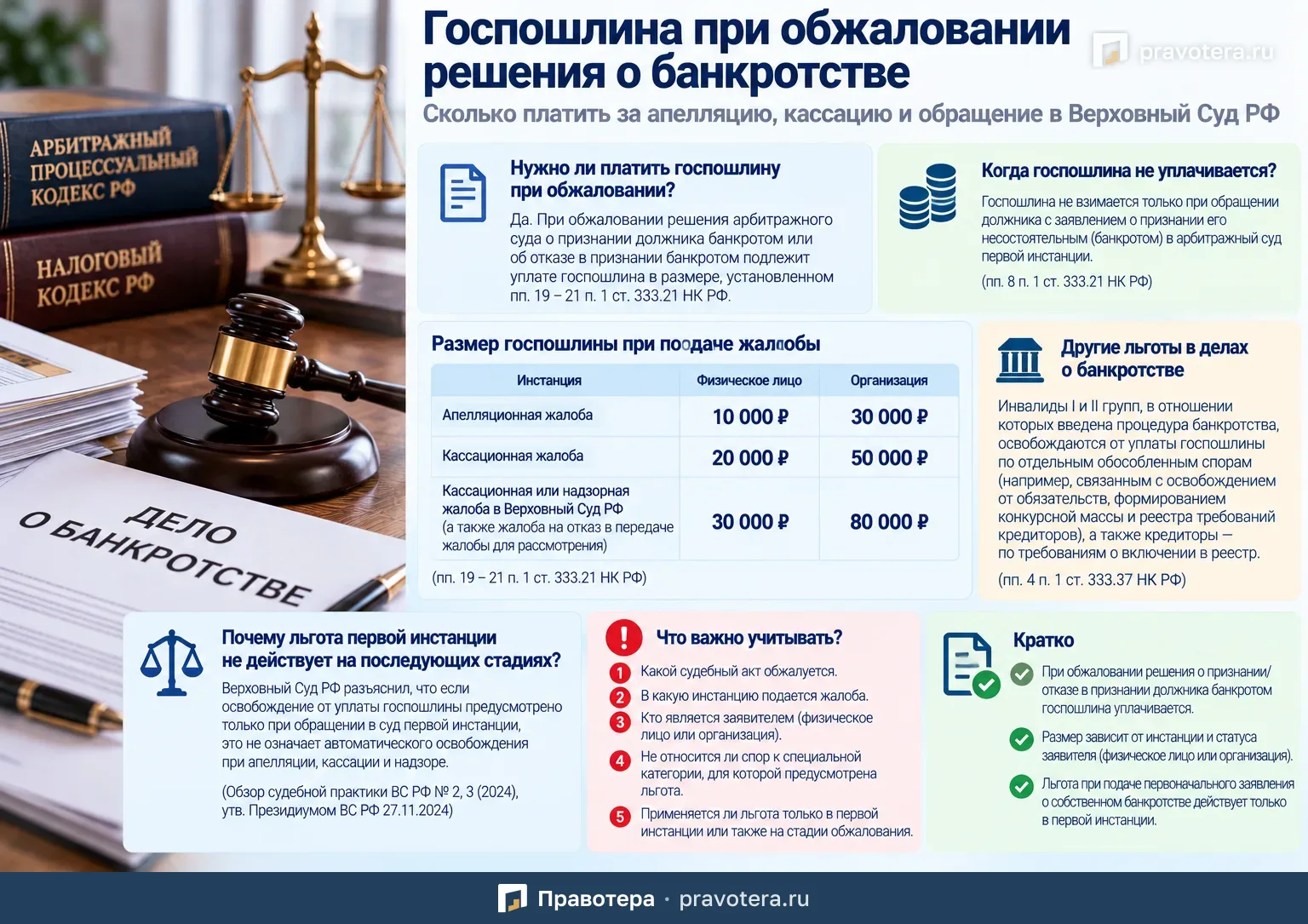 Госпошлина при обжаловании решения о банкротстве: сколько платить за апелляцию и кассацию