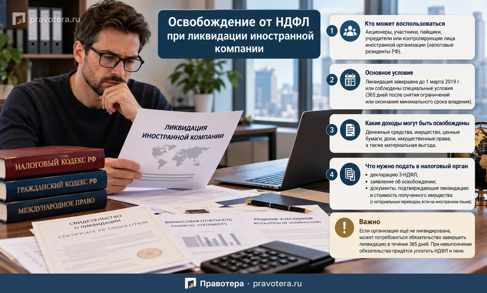 Освобождение от НДФЛ при ликвидации иностранной компании: условия и документы