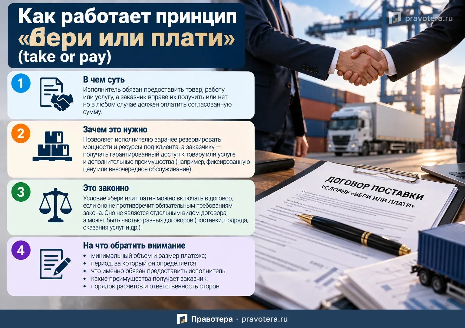 Принцип «бери или плати» (take or pay): как он работает в договоре
