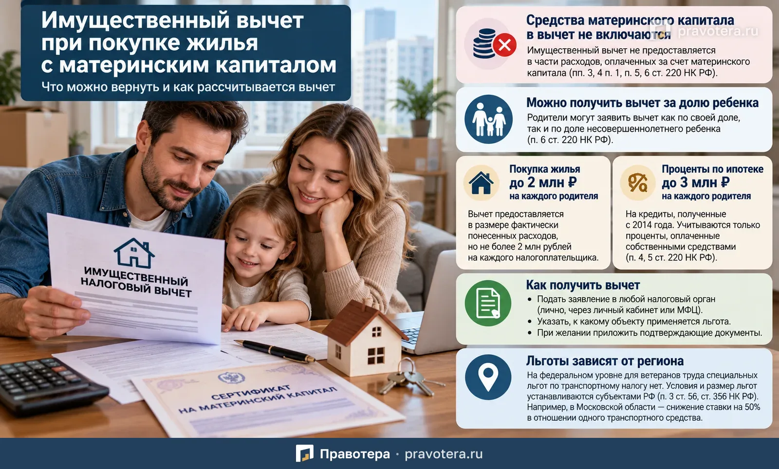 Имущественный вычет при покупке жилья с материнским капиталом: что можно вернуть